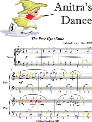 cover image of Anitra's Dance Peer Gynt Suite Easy Piano Sheet Music with Colored Notes